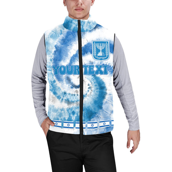 Israel Men Padded Jacket Vest Custom Tie Dye Style 1