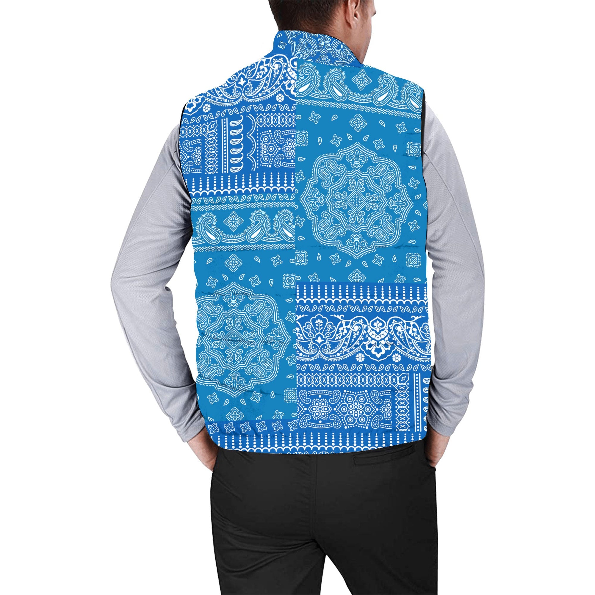 Israel Men Padded Jacket Vest Flag And Paisley Basic Style 2