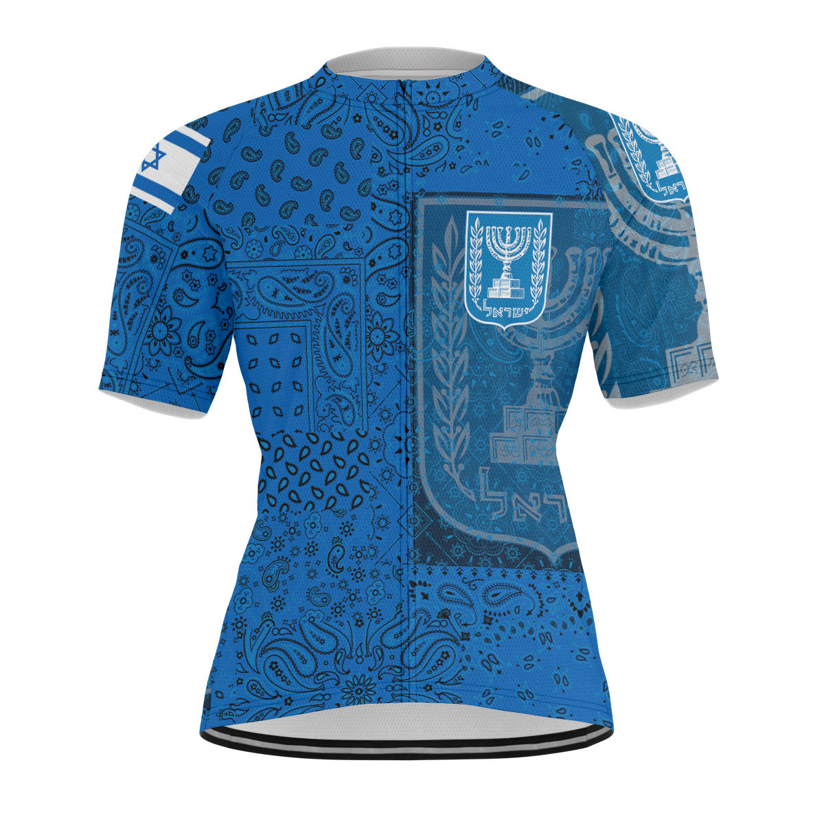 Israel Men Cycling Jersey Paisley Flag And Skull Style 1