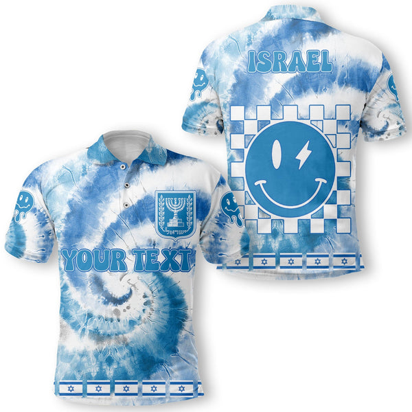 Israel Polo Shirt Custom Tie Dye Style 1