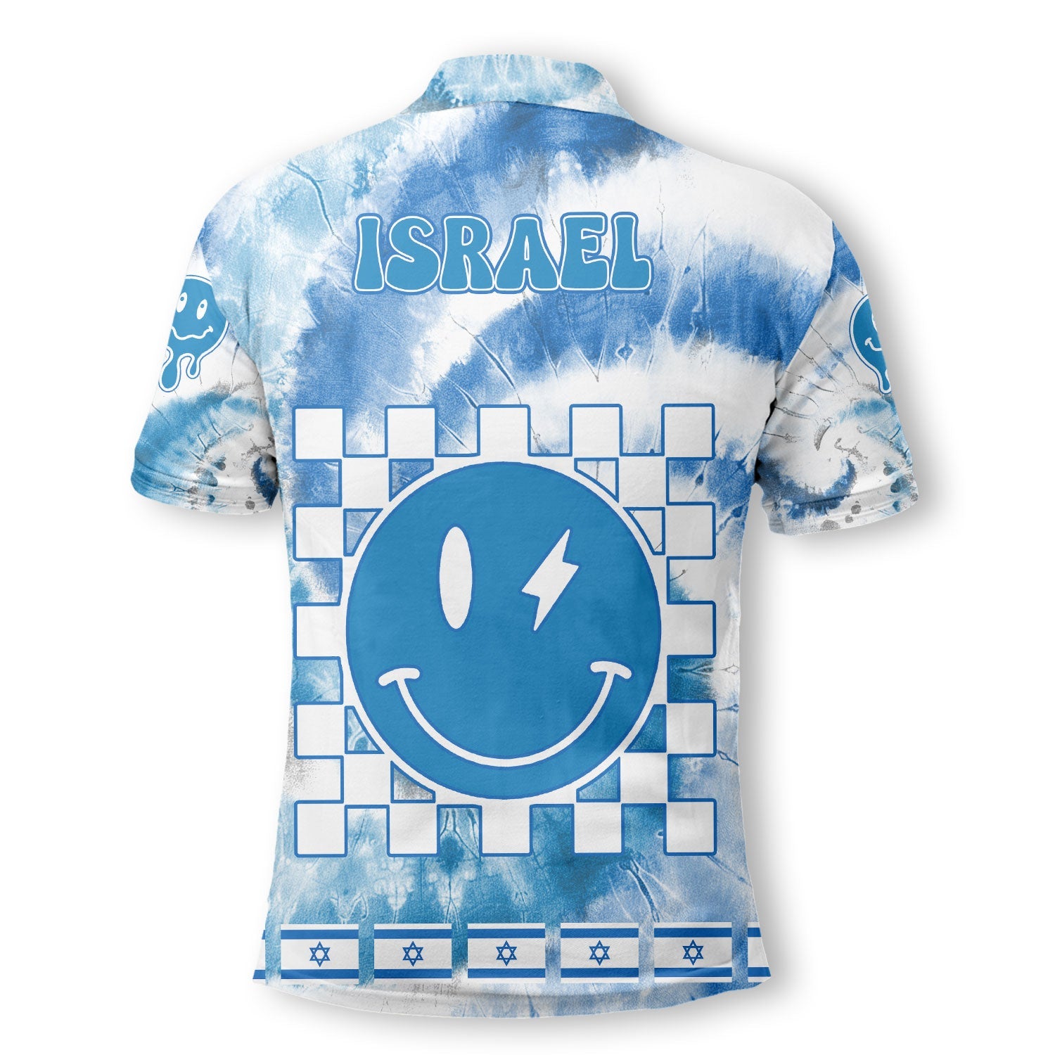 Israel Polo Shirt Custom Tie Dye Style 3