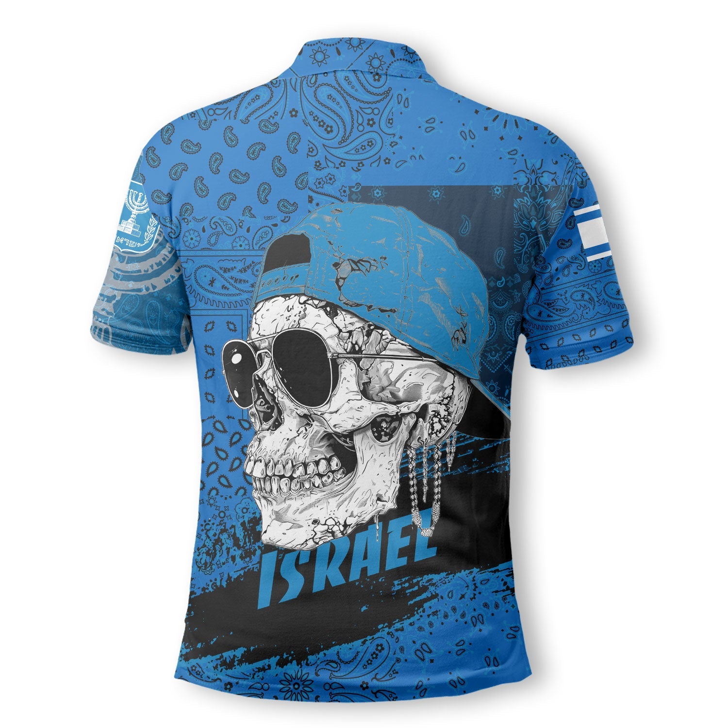 Israel Polo Shirt Paisley Flag And Skull Style 3