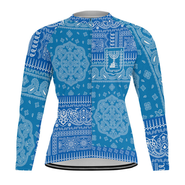 Israel Raglan Men Cycling Jersey Long Sleeve Flag And Paisley Basic Style 1