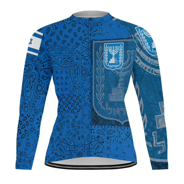 Israel Raglan Men Cycling Jersey Long Sleeve Paisley Flag And Skull Style 1