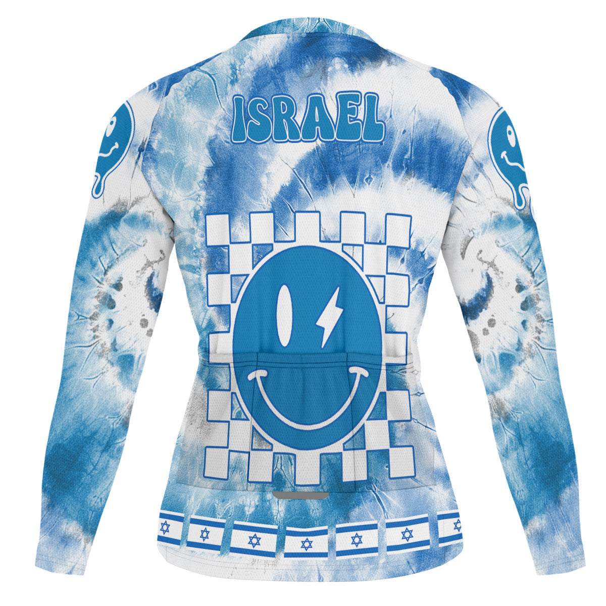 Israel Raglan Men Cycling Jersey Long Sleeve Custom Tie Dye Style 1