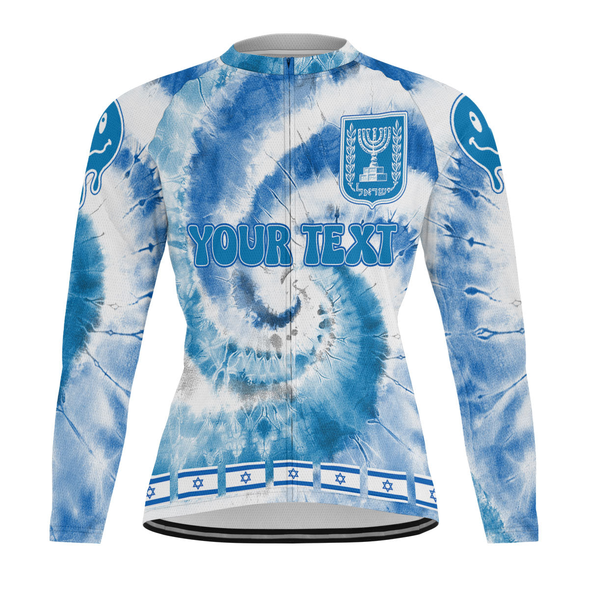 Israel Raglan Men Cycling Jersey Long Sleeve Custom Tie Dye Style 2