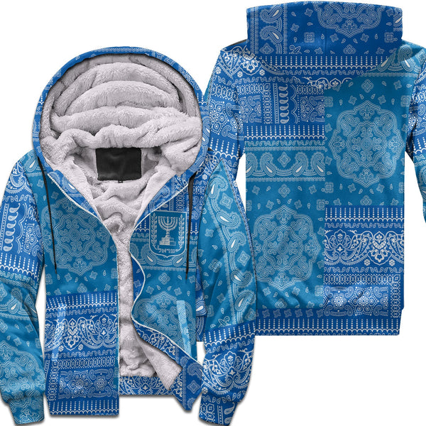 Israel Sherpa Hoodie Flag And Paisley Basic Style 1