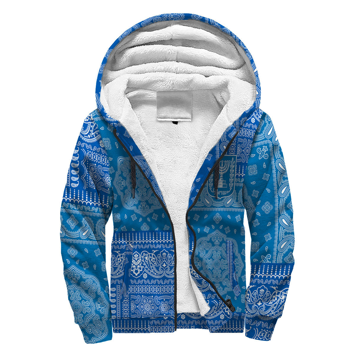 Israel Sherpa Hoodie Flag And Paisley Basic Style 3