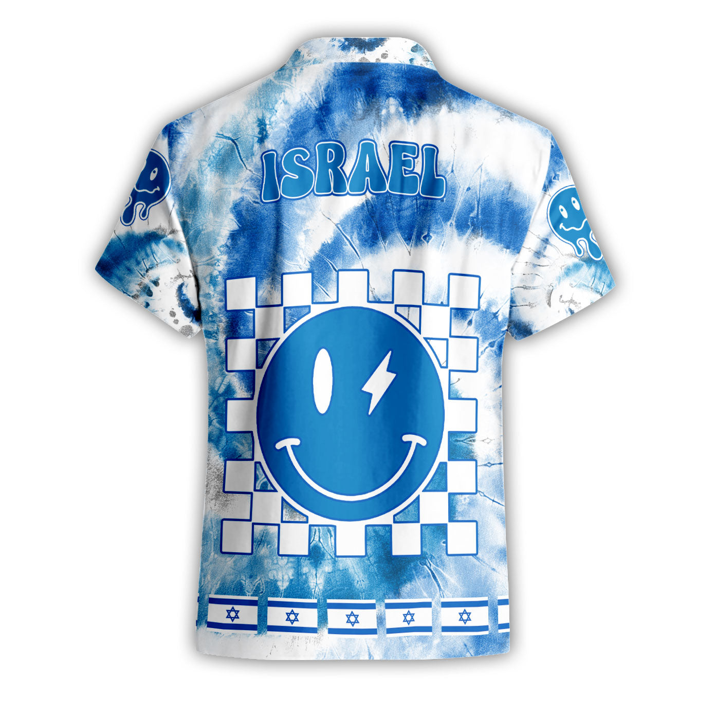 Israel Short Sleeve Shirt Custom Tie Dye Style 2