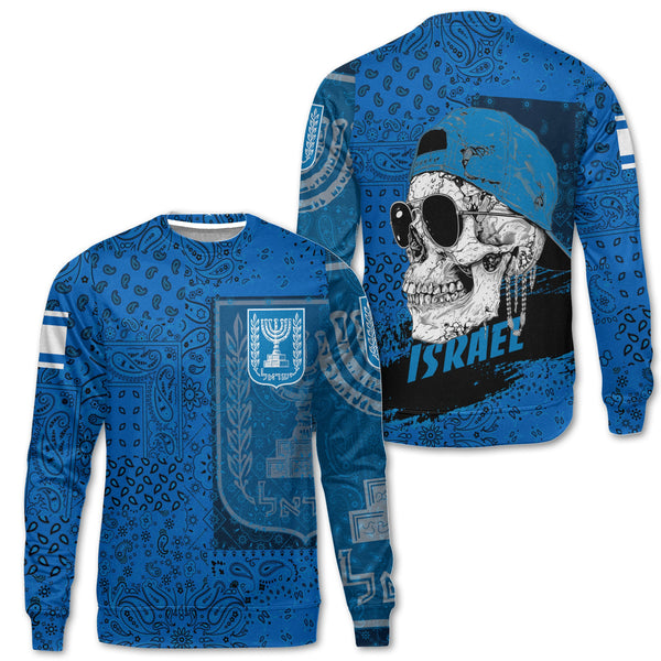 Israel Sweatshirt Paisley Flag And Skull Style 1