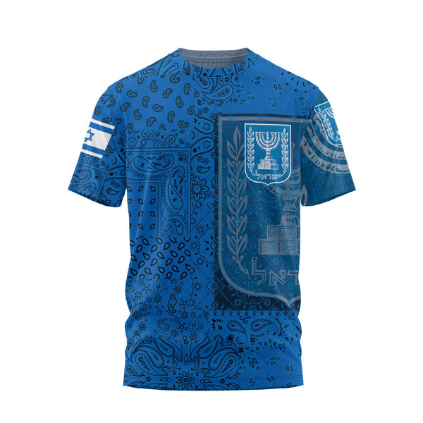 Israel T Shirt Paisley Flag And Skull Style 1