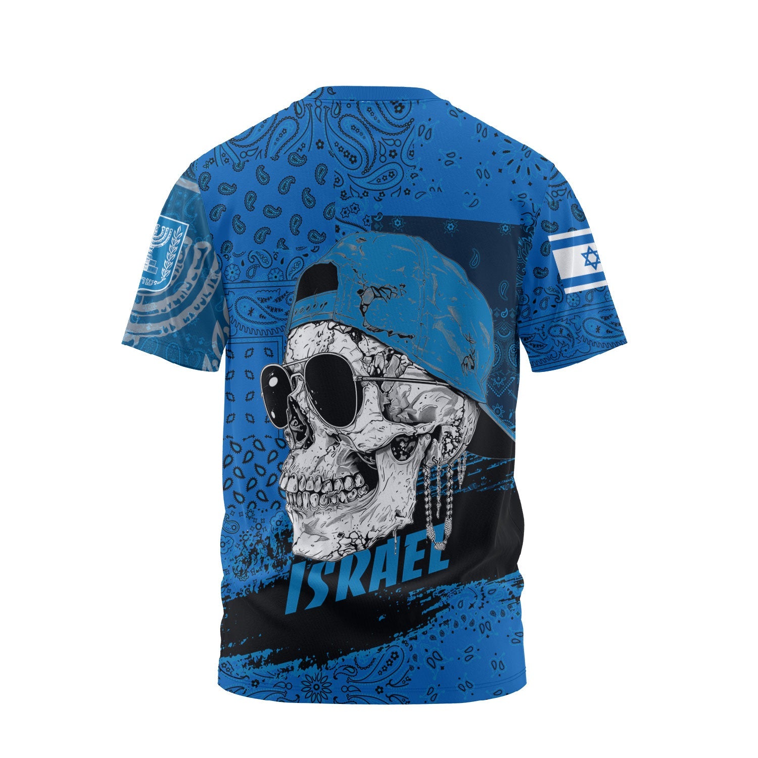 Israel T Shirt Paisley Flag And Skull Style 2