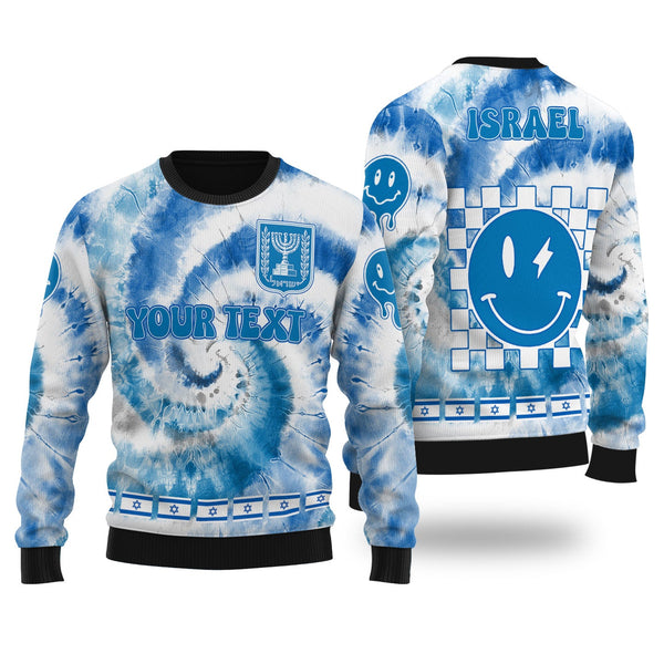 Israel Ugly Sweater Custom Tie Dye Style 1