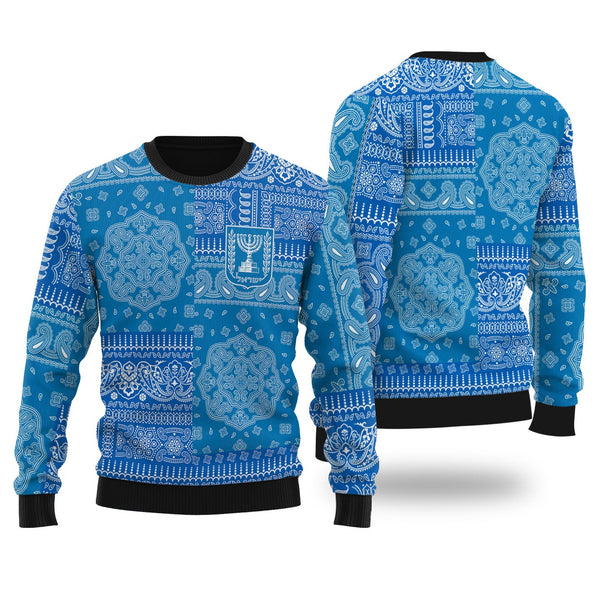 Israel Ugly Sweater Flag And Paisley Basic Style 1