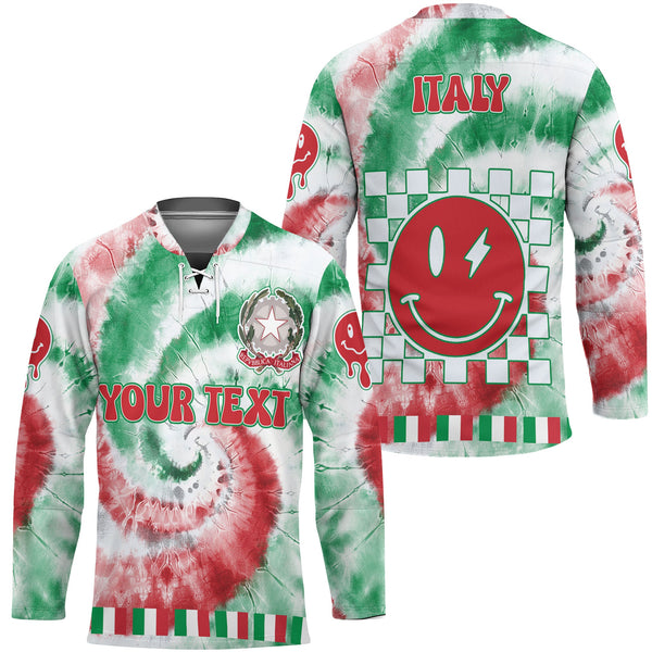 Italy Hockey Jersey Custom Tie Dye Style 1