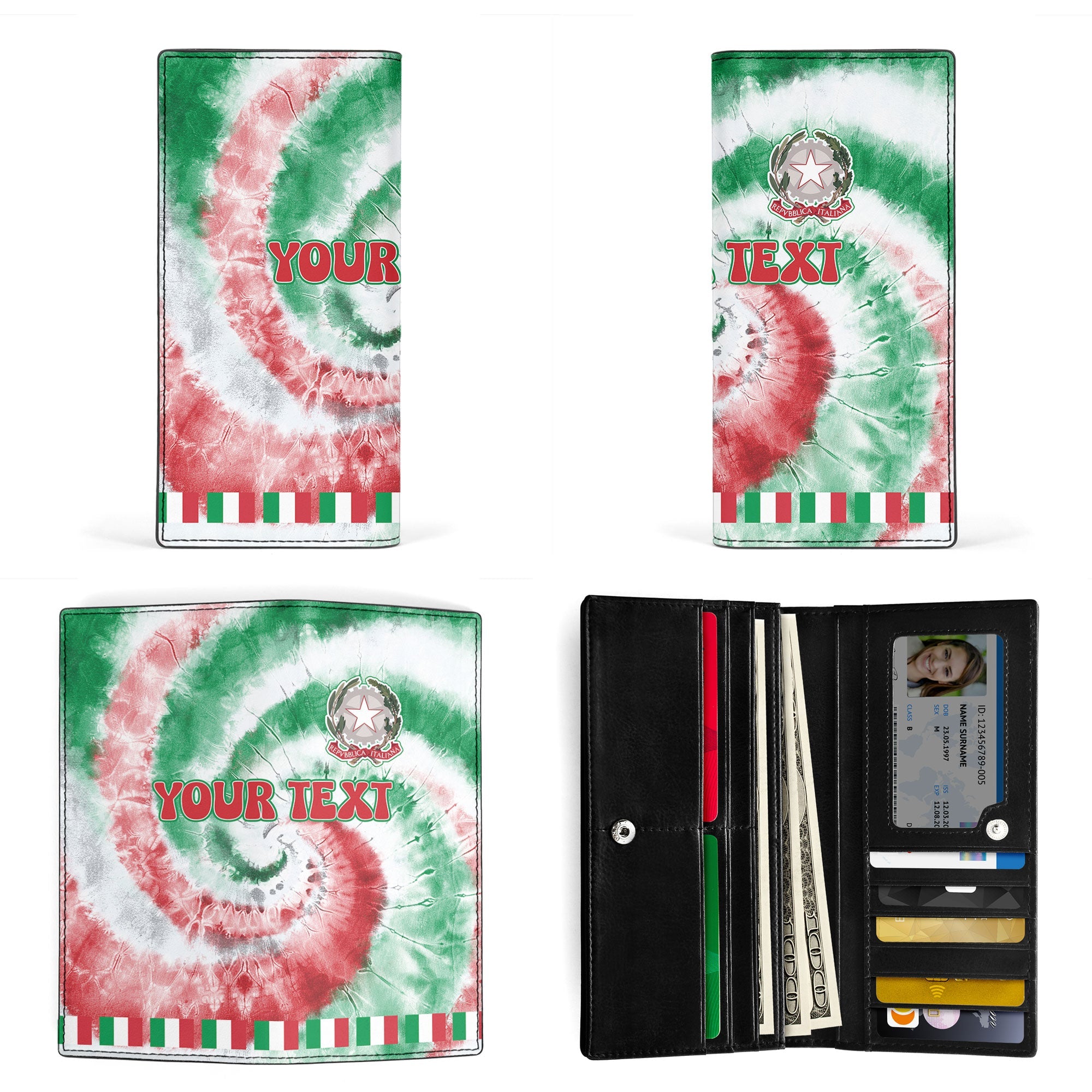 Italy Leather Wallet Custom Tie Dye Style 4