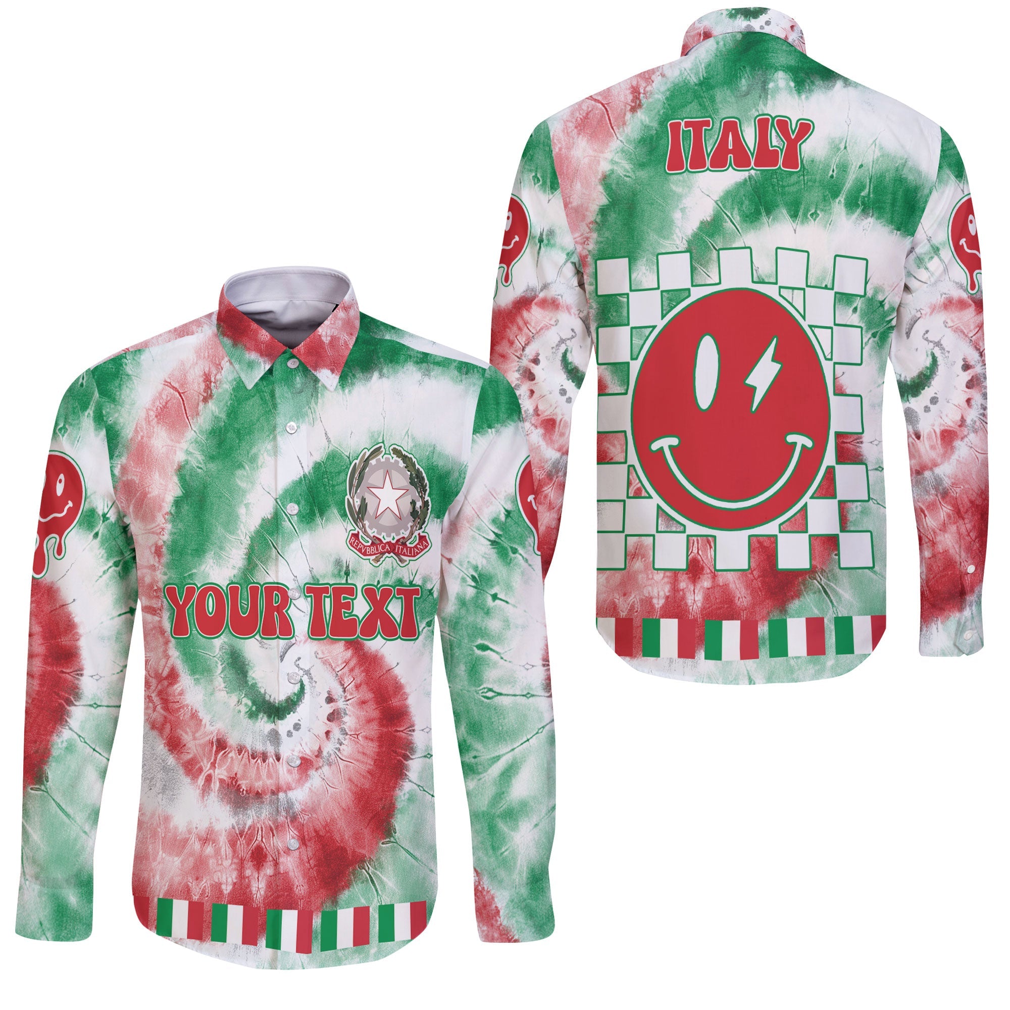 Italy Long Sleeve Button Shirt Custom Tie Dye Style 2