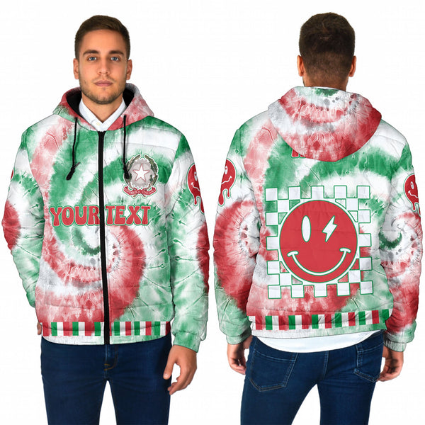 Italy Men Hooded Padded Jacket Custom Tie Dye Style 1