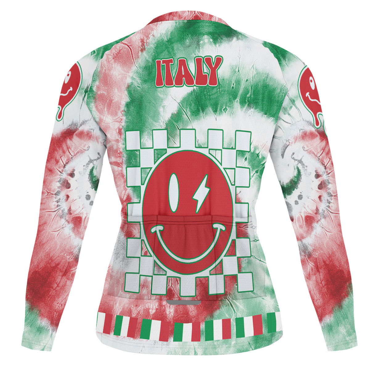 Italy Raglan Men Cycling Jersey Long Sleeve Custom Tie Dye Style 1