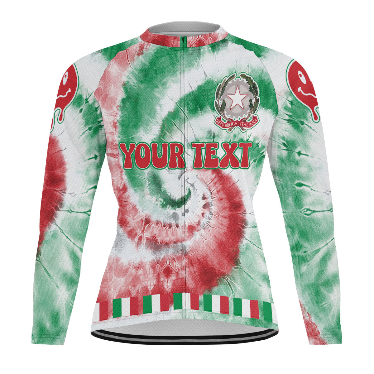 Italy Raglan Men Cycling Jersey Long Sleeve Custom Tie Dye Style 2