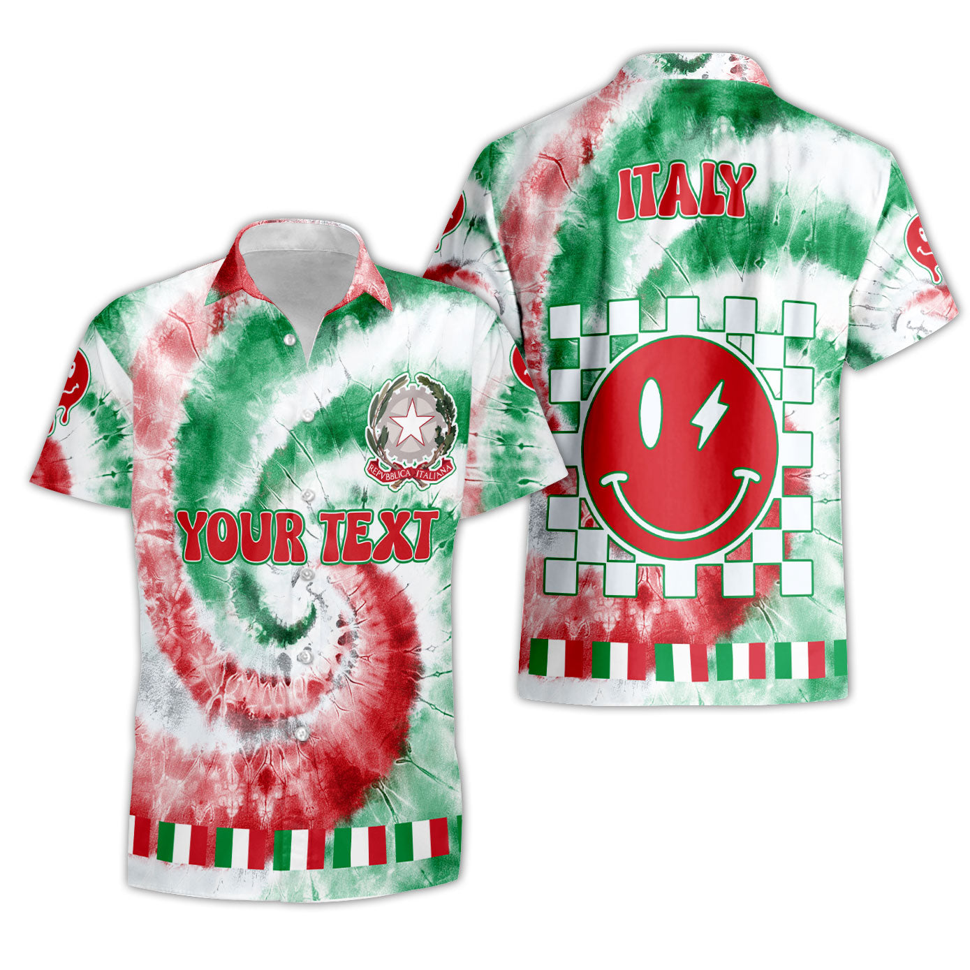 Italy Short Sleeve Shirt Custom Tie Dye Style 3