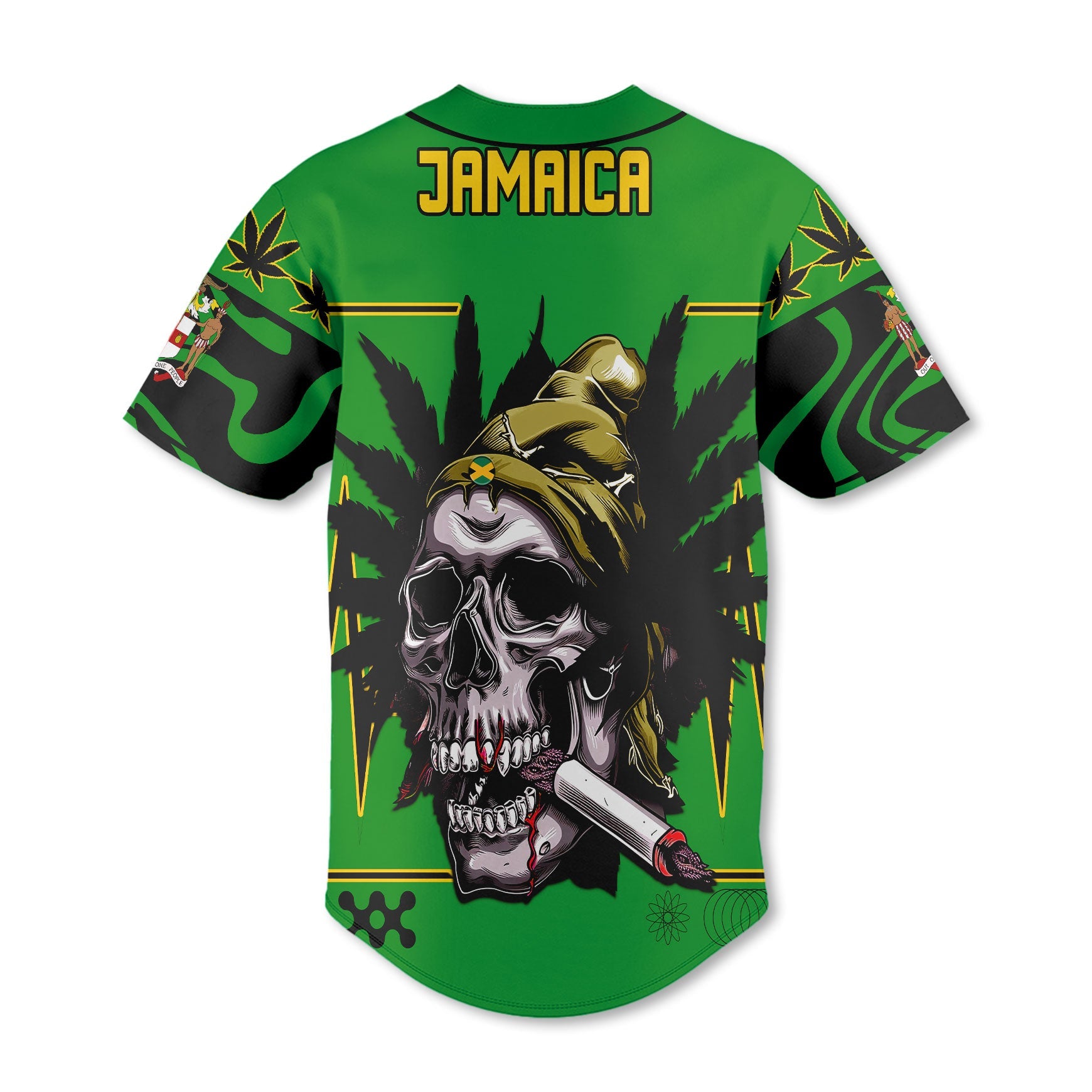 Jamaica Baseball Jersey Flag & Coat Of Arms Marijuanas Style