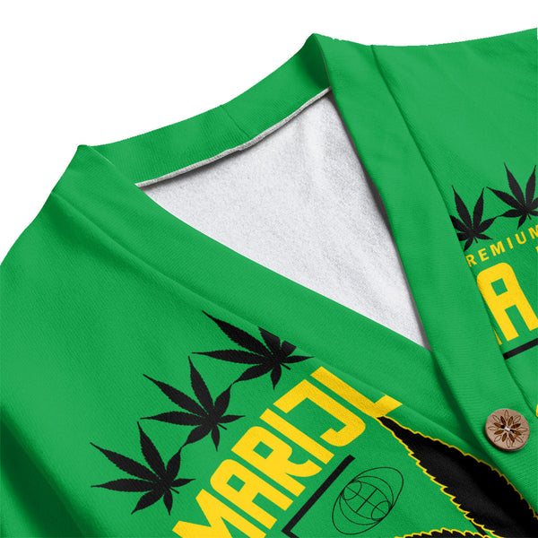 Jamaica Fleece Cardigan Flag & Coat Of Arms Marijuanas Style