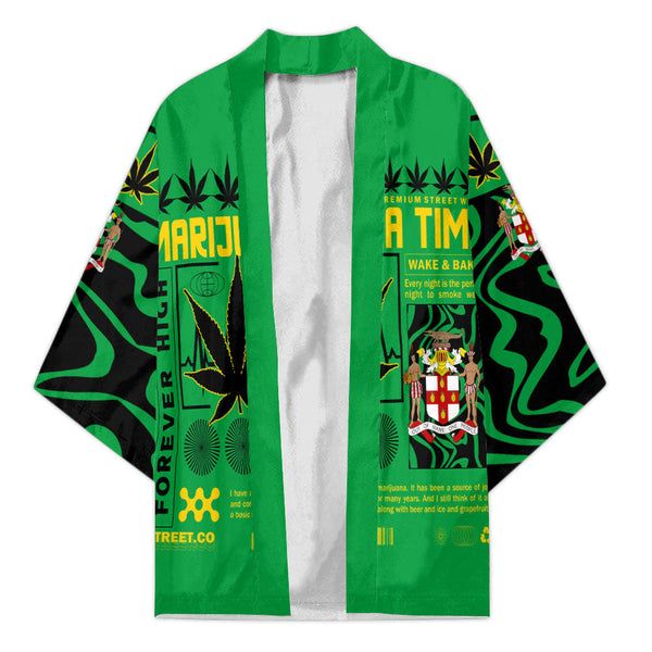 Jamaica Kimono Flag & Coat Of Arms Marijuanas Style