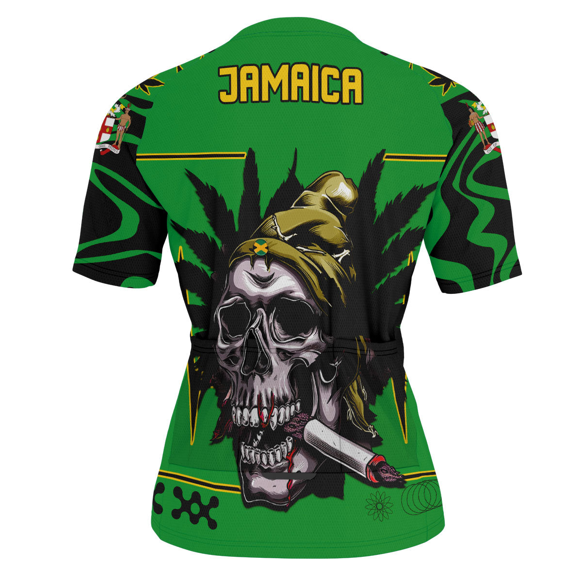 Jamaica Men's Cycling Jersey Flag & Coat Of Arms Marijuanas Style