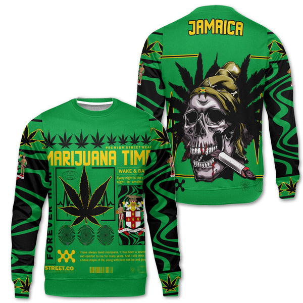 Jamaica Sweatshirt Flag & Coat Of Arms Marijuanas Style