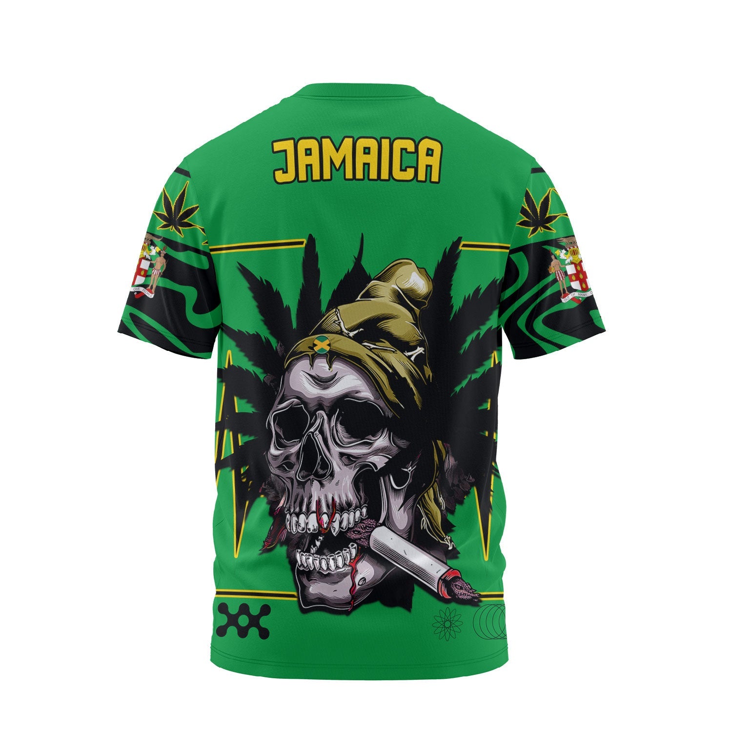 Jamaica T Shirt Flag & Coat Of Arms Marijuanas Style