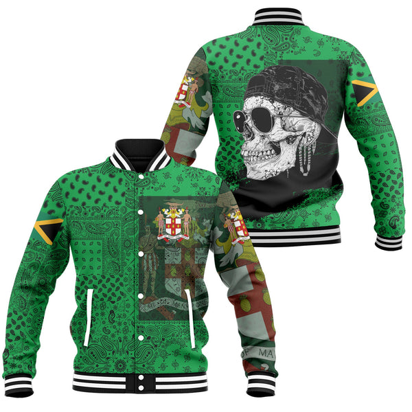 Jamaica Baseball Jacket Paisley Flag And Skull Style 1