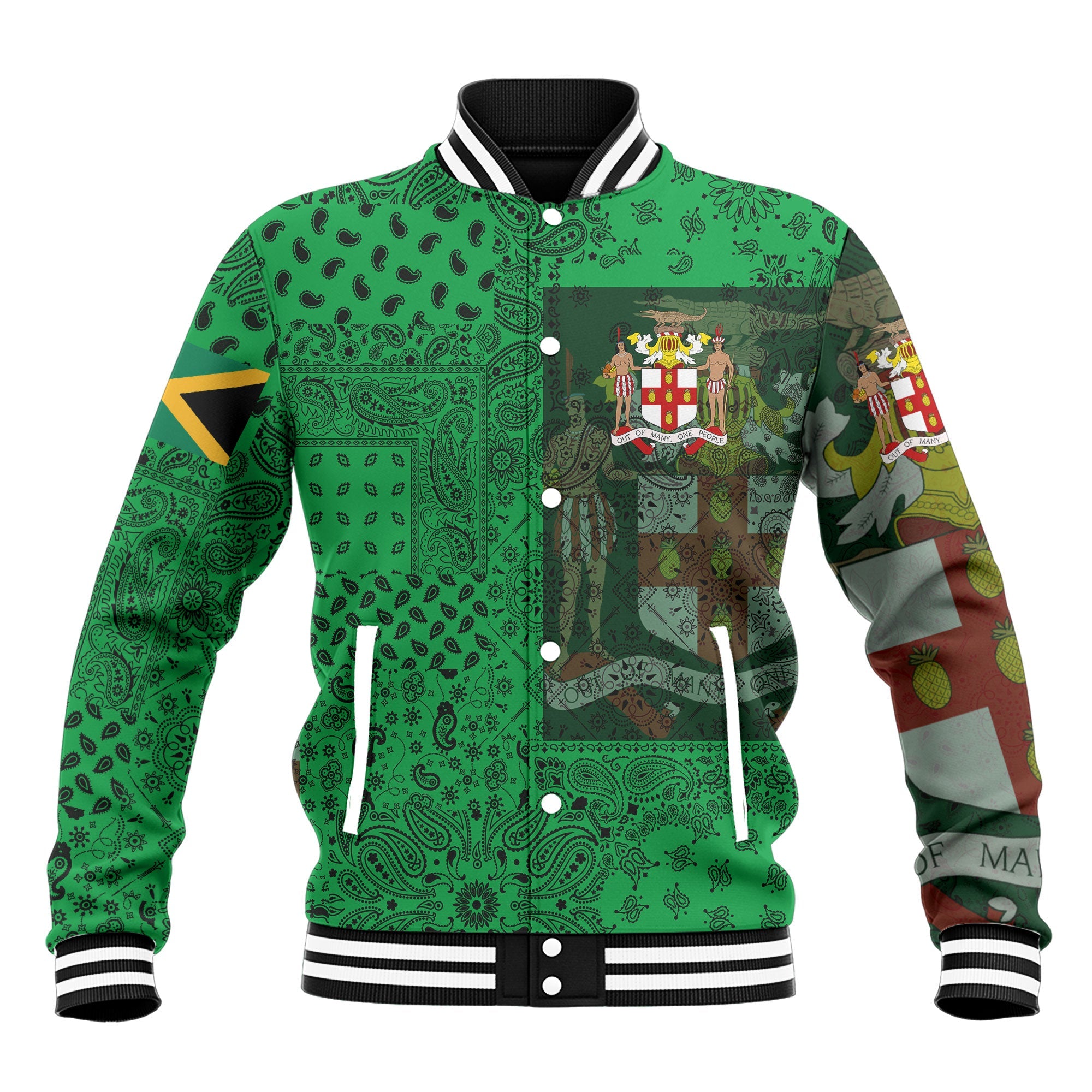 Jamaica Baseball Jacket Paisley Flag And Skull Style 2