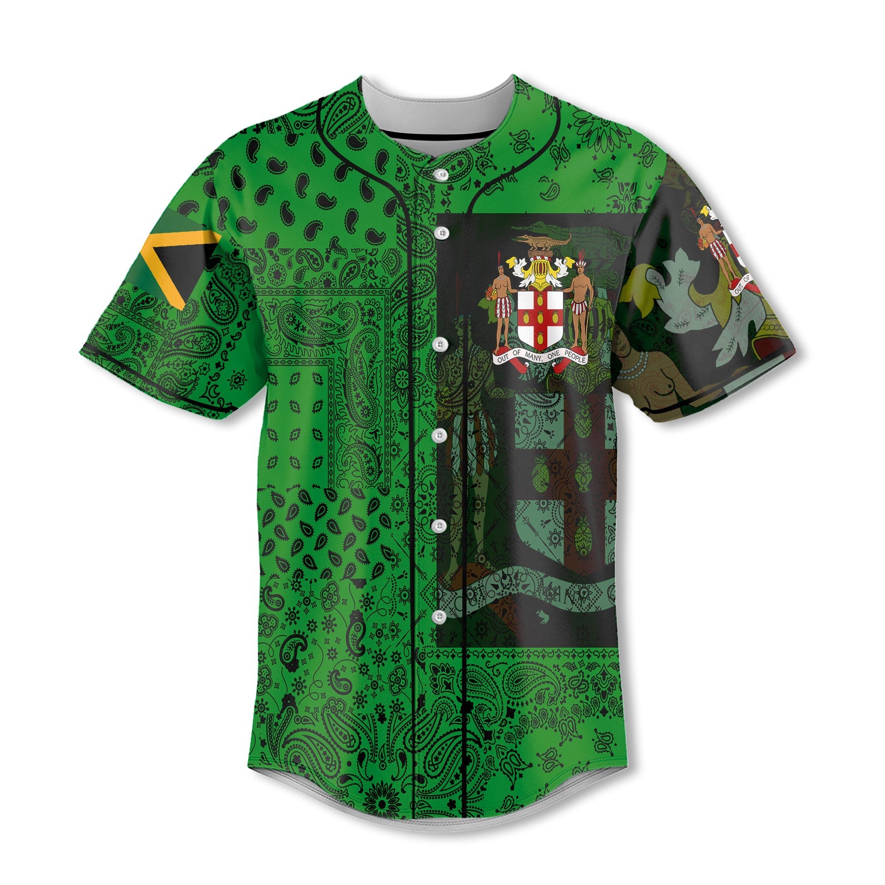 Jamaica Baseball Jersey Paisley Flag And Skull Style 2