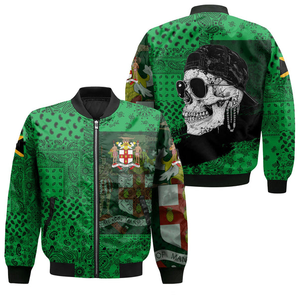 Jamaica Bomber Jacket Paisley Flag And Skull Style 1