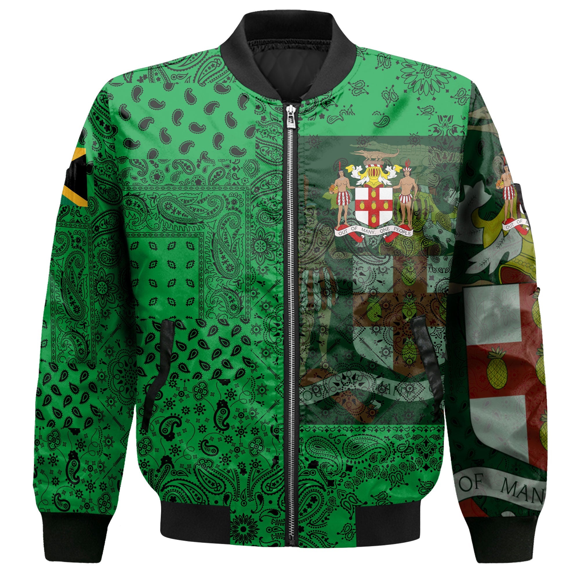 Jamaica Bomber Jacket Paisley Flag And Skull Style 2