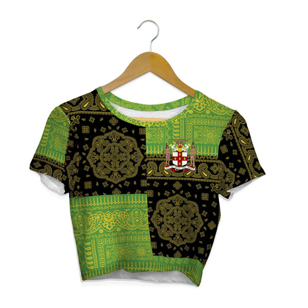 Jamaica Croptop T Shirt Flag And Paisley Basic Style 1