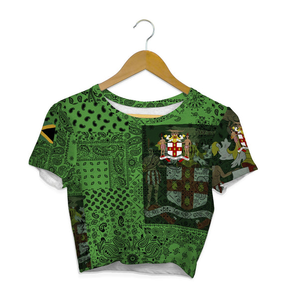 Jamaica Croptop T Shirt Paisley Flag And Skull Style 1