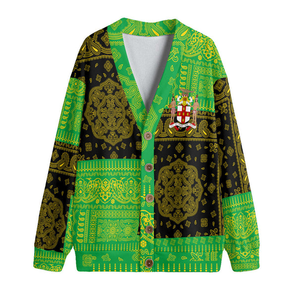 Jamaica Fleece Cardigan Flag And Paisley Basic Style 1