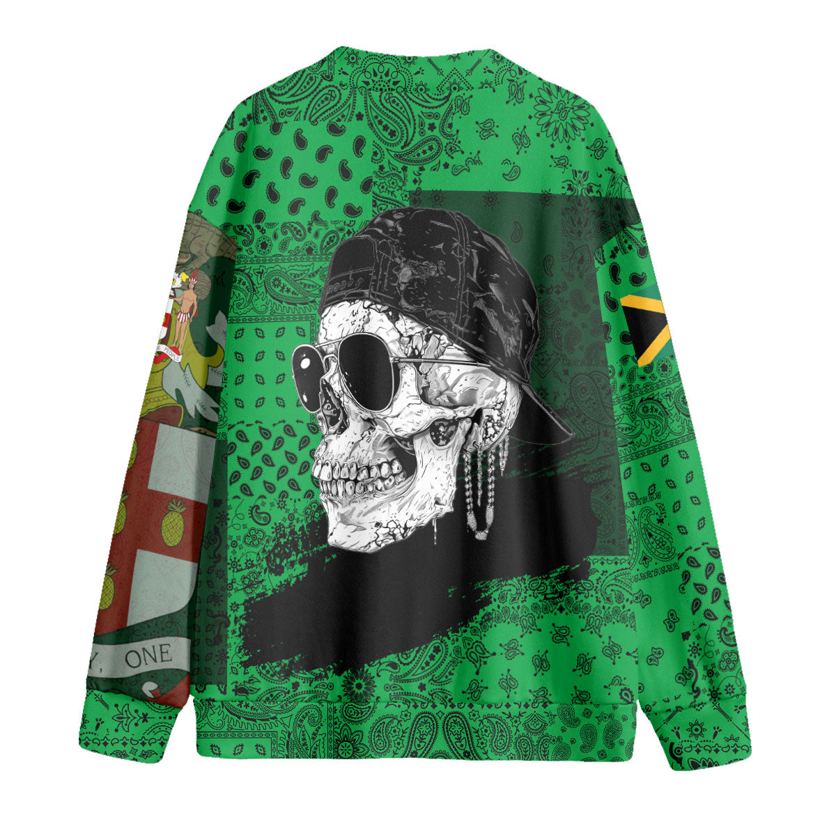 Jamaica Fleece Cardigan Paisley Flag And Skull Style 2