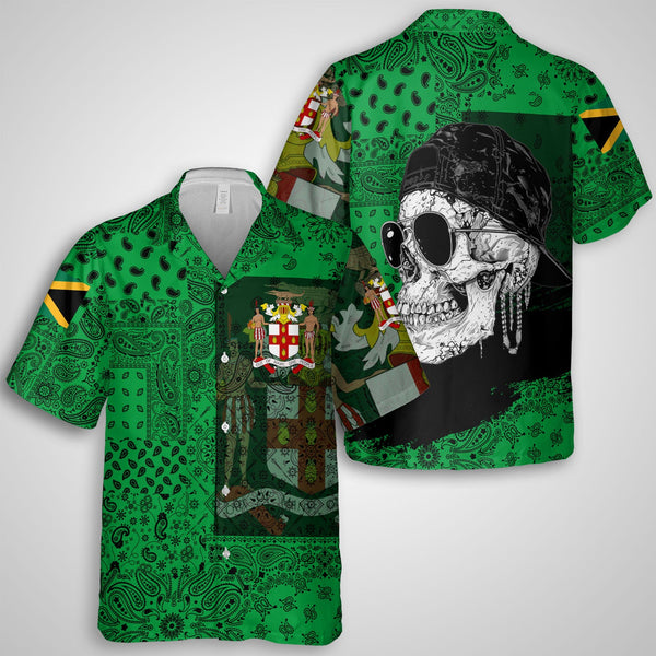 Jamaica Hawaiian Shirt Paisley Flag And Skull Style 1