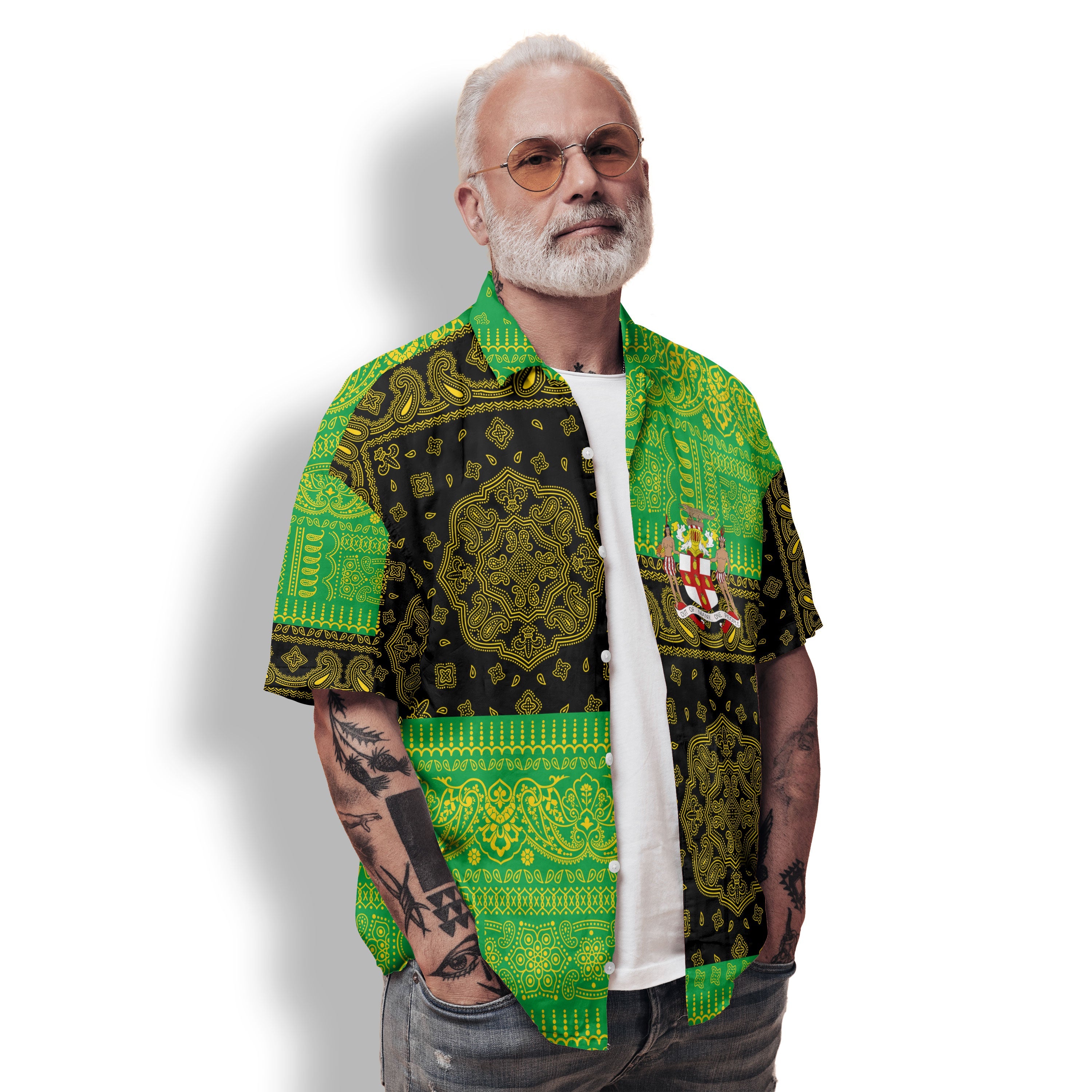 Jamaica Hawaiian Shirt Flag And Paisley Basic Style 2