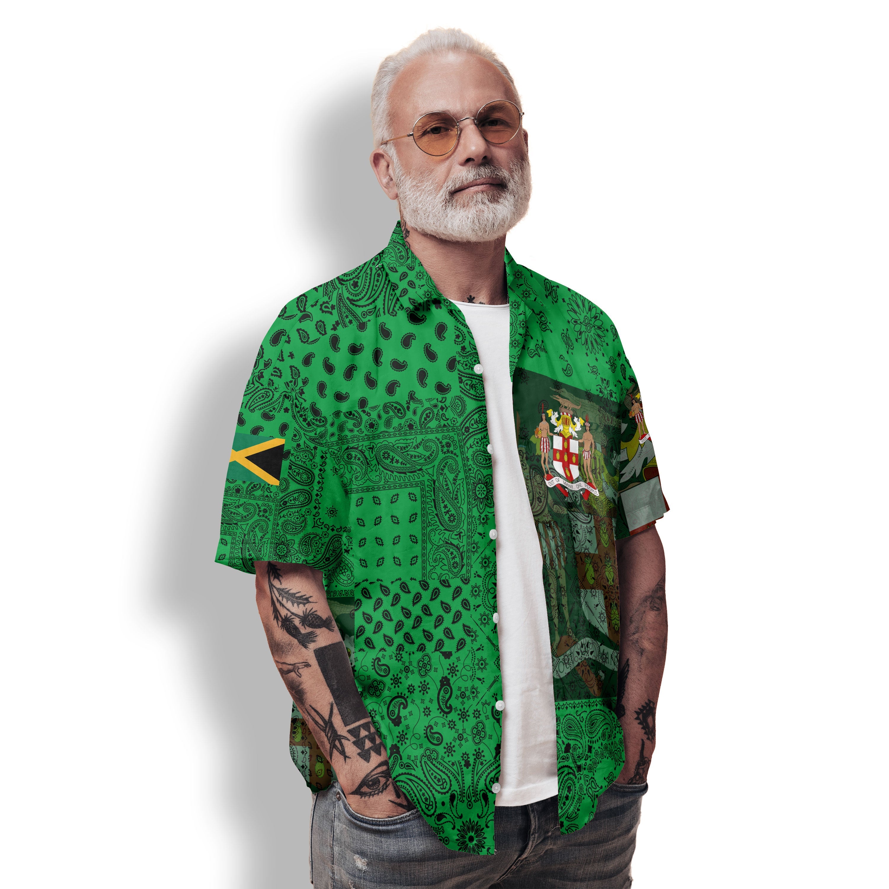 Jamaica Hawaiian Shirt Paisley Flag And Skull Style 2