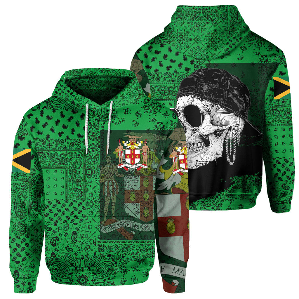 Jamaica Hoodie Paisley Flag And Skull Style 1