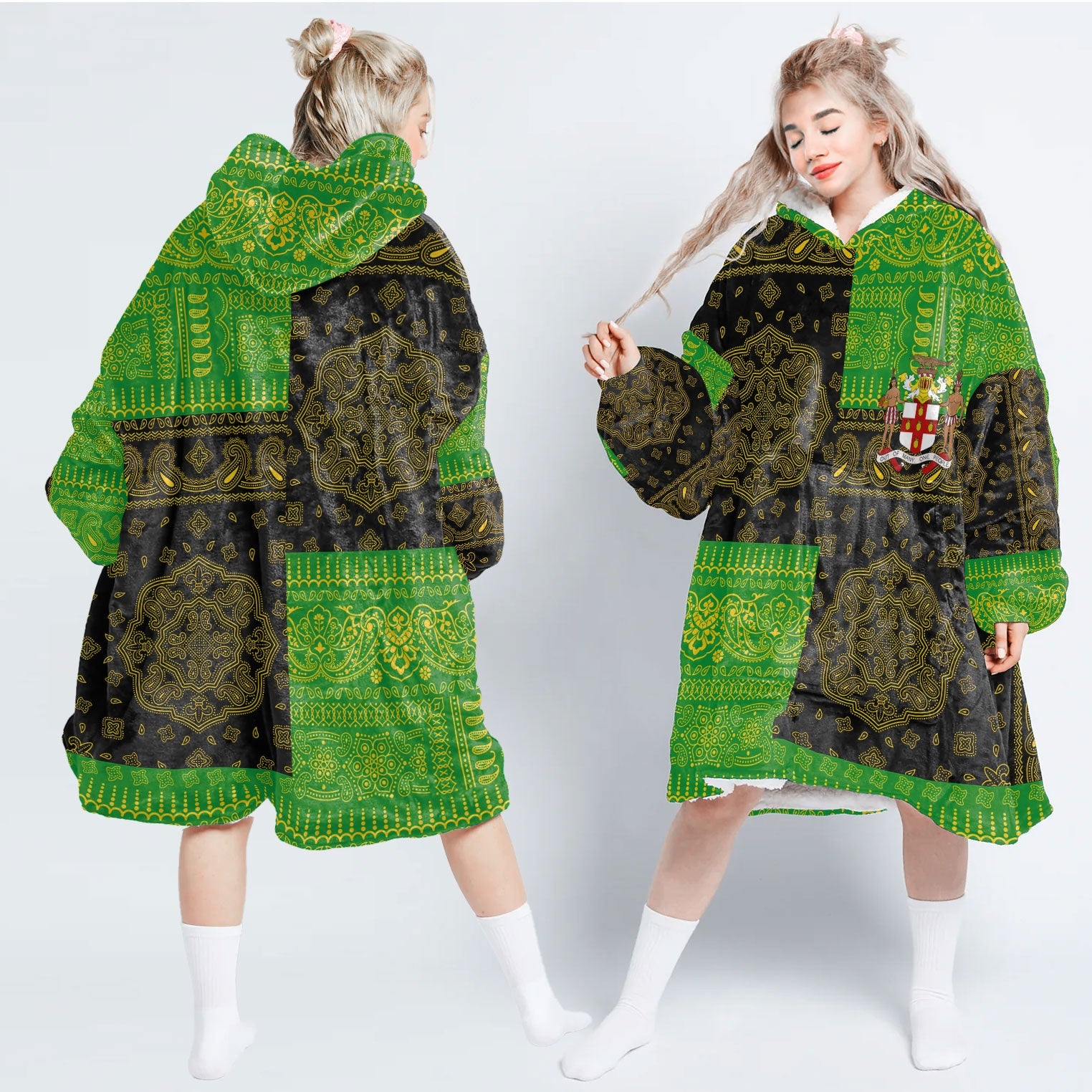 Jamaica Hoodie Blanket Flag And Paisley Basic Style 1