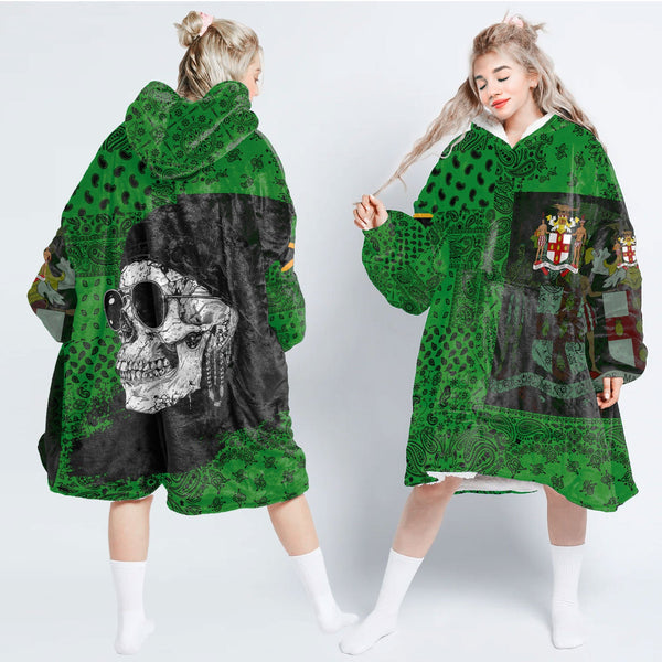 Jamaica Hoodie Blanket Paisley Flag And Skull Style 1