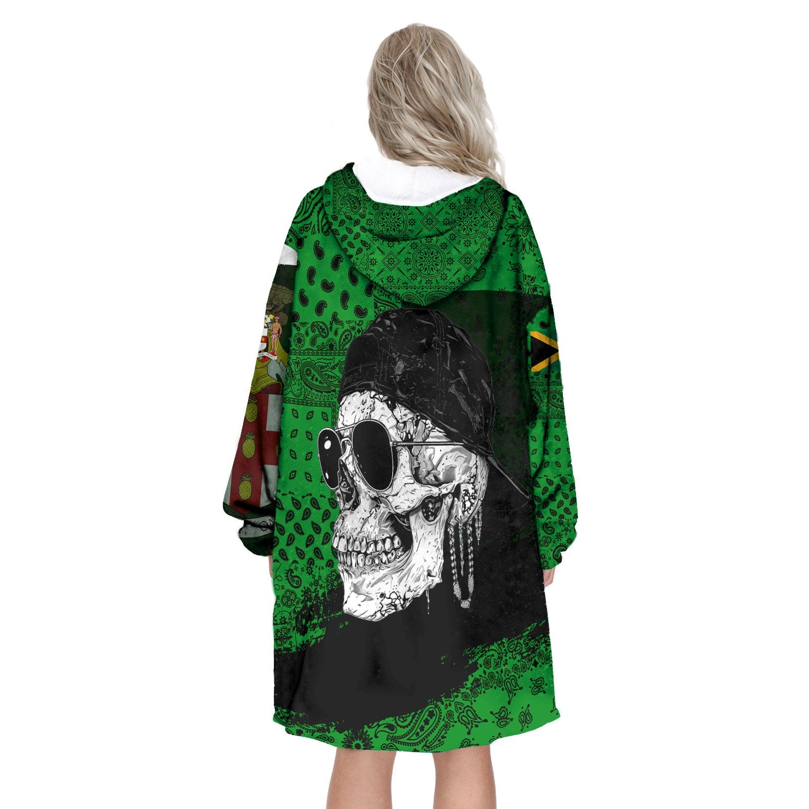 Jamaica Hoodie Blanket Paisley Flag And Skull Style 3