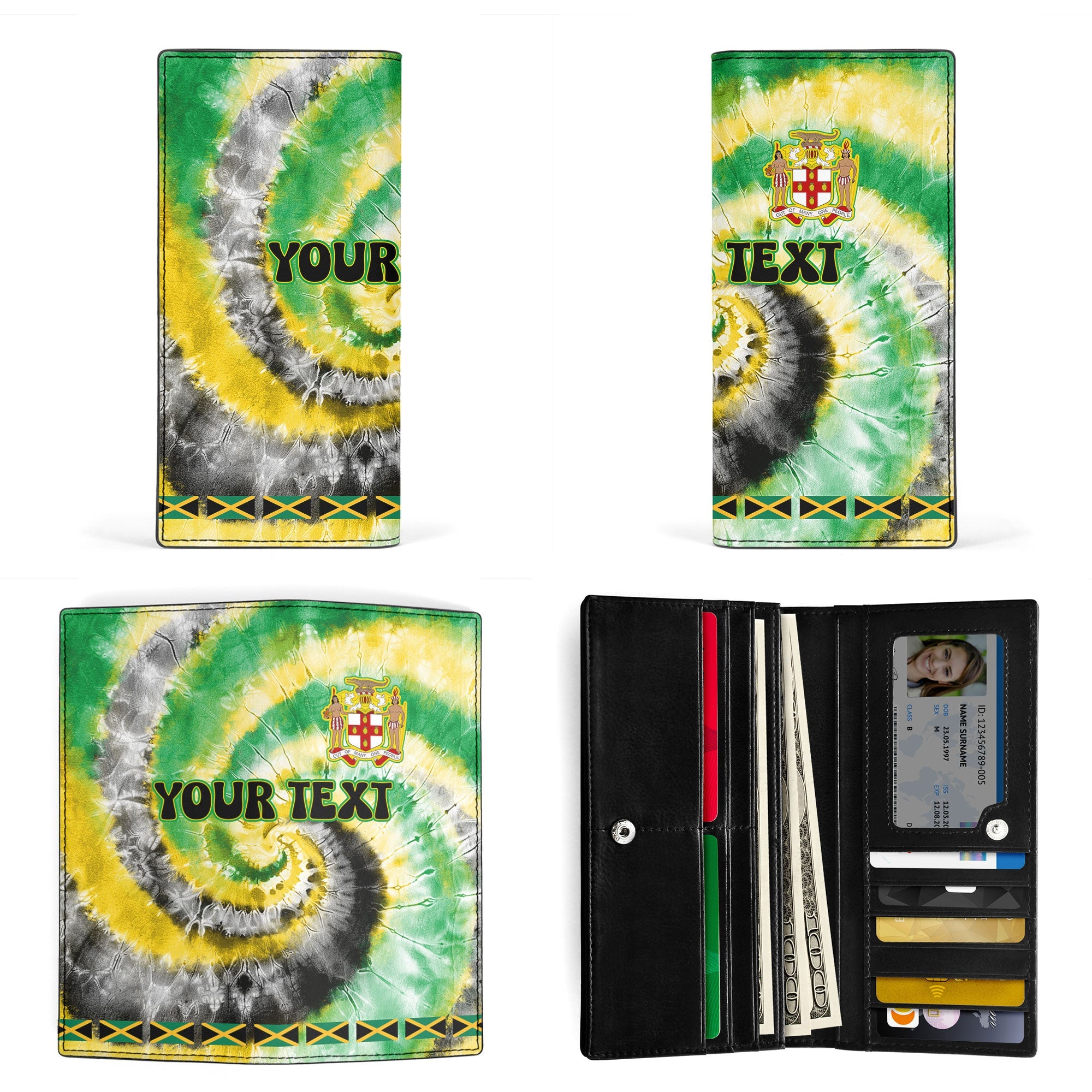 Jamaica Leather Wallet Custom Tie Dye Style 3