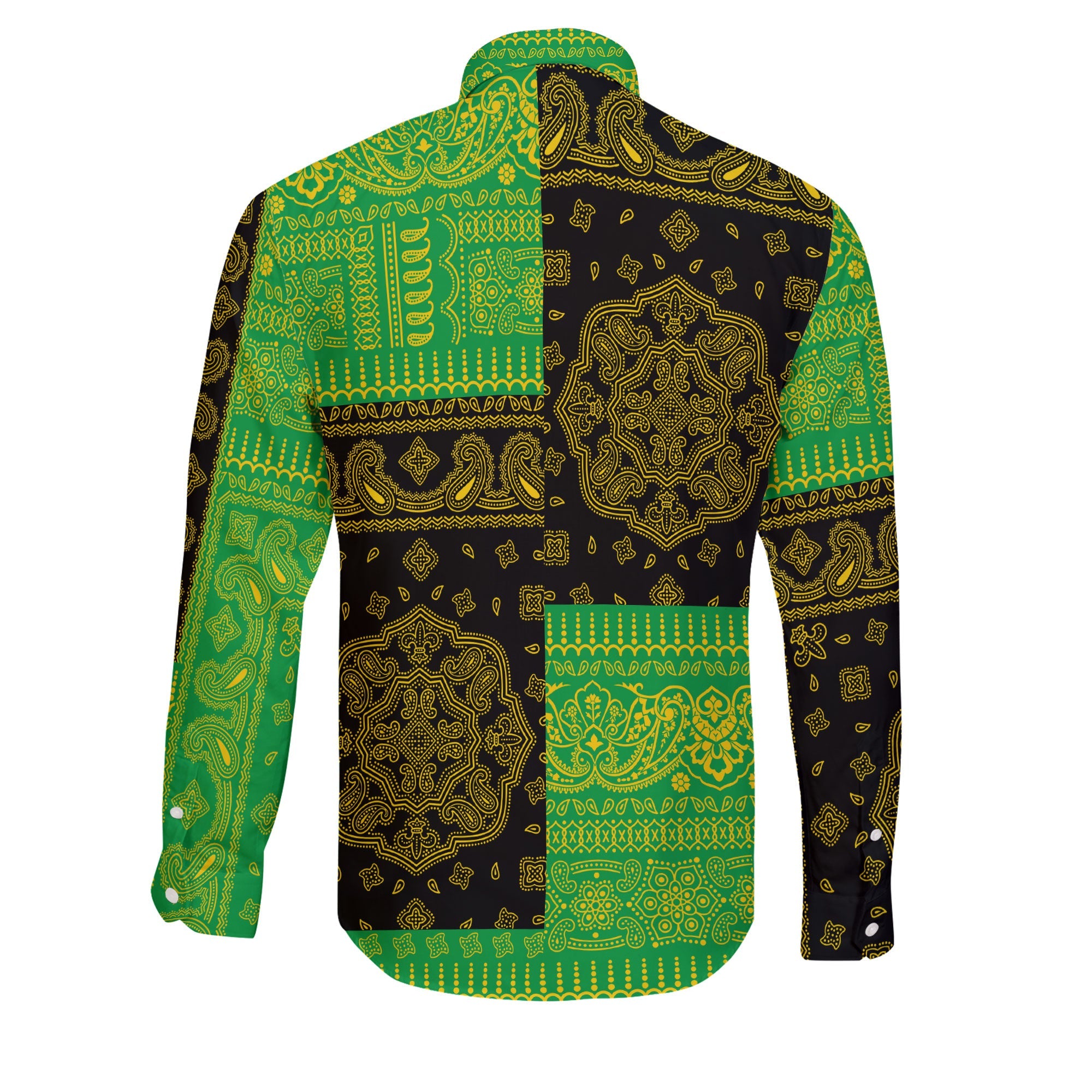 Jamaica Long Sleeve Button Shirt Flag And Paisley Basic Style 2