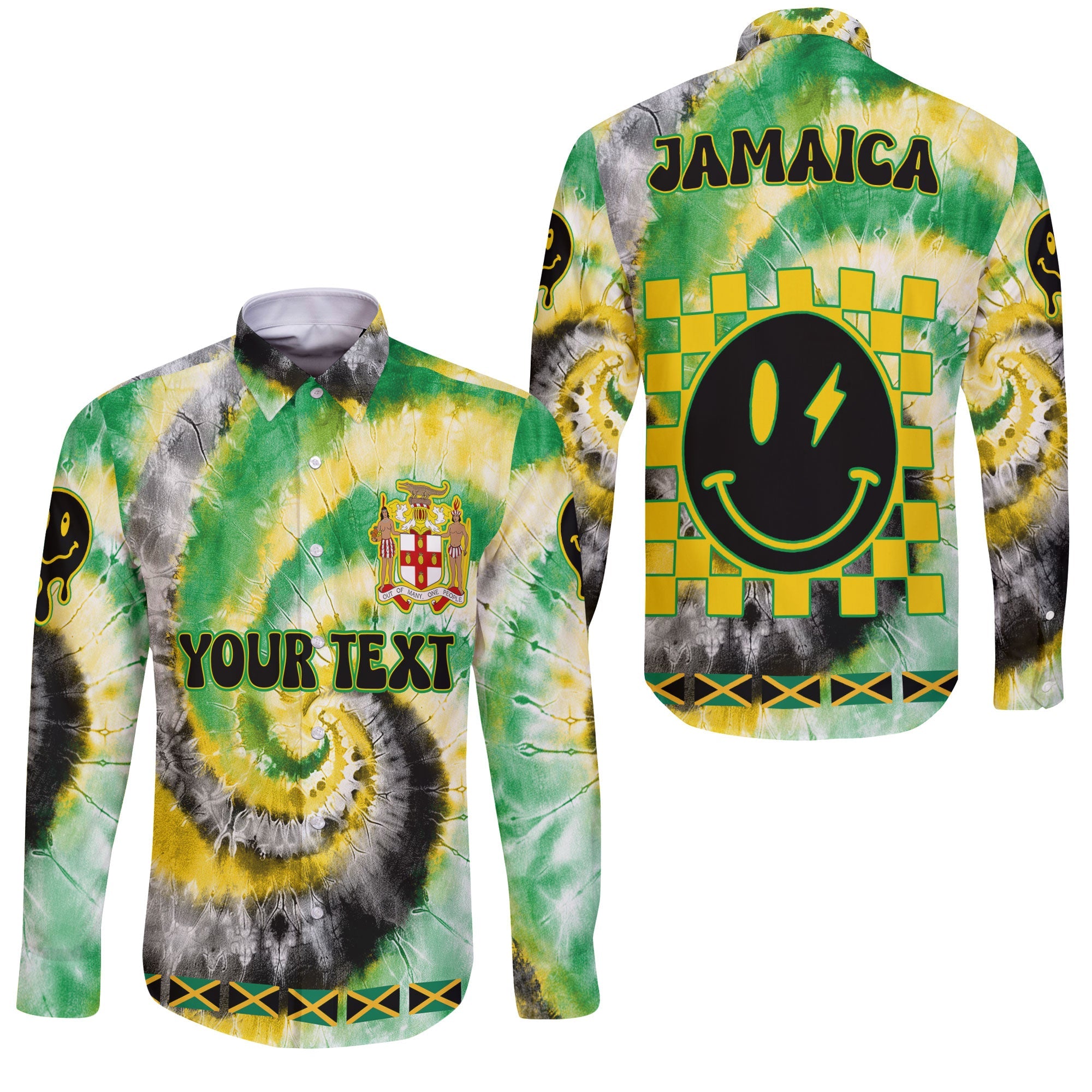 Jamaica Long Sleeve Button Shirt Custom Tie Dye Style 3